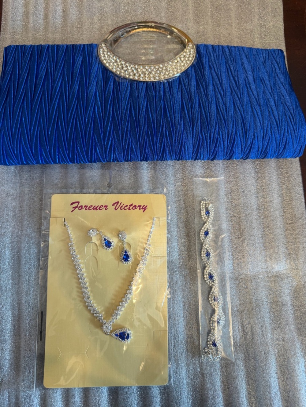 Royal Blue Teardrop Necklace & Earring Set with Bracelet